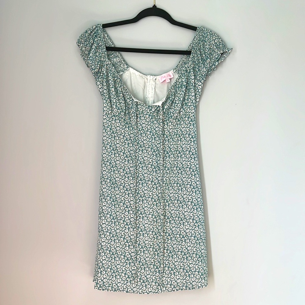 Pink Lily‎ Womens Mini Dress Sage Green White Daisy Floral Cottagecore Summer SM